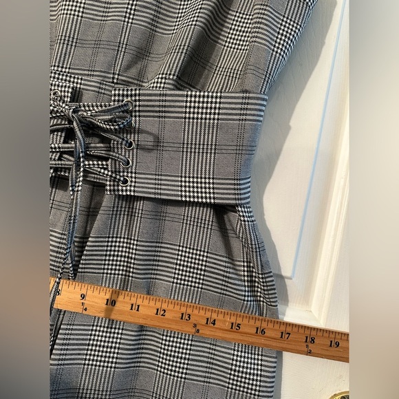 SILENCE + NOISE Urban Outfitters 6 Glenn Plaid Corset Jumpsuit Menswear Hi Rise - Picture 13 of 15